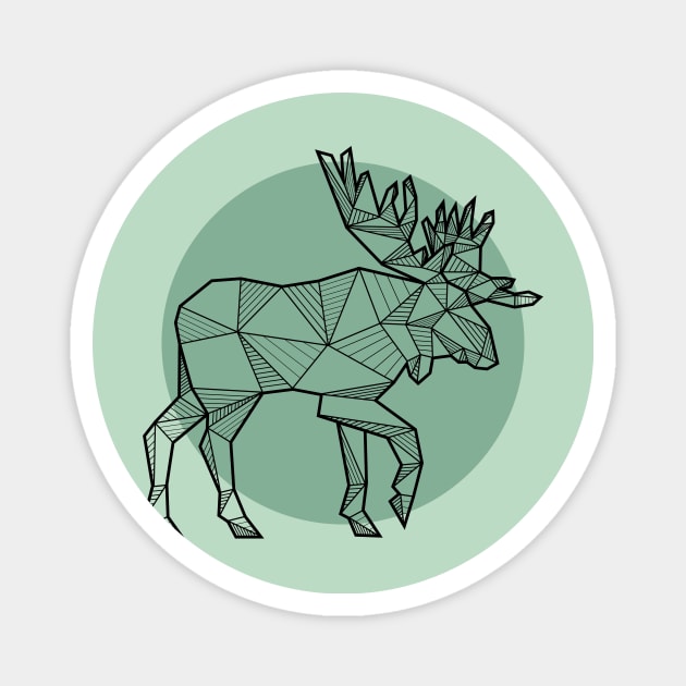 Moose / Elk - Geometric Animals Magnet by alcateiaart